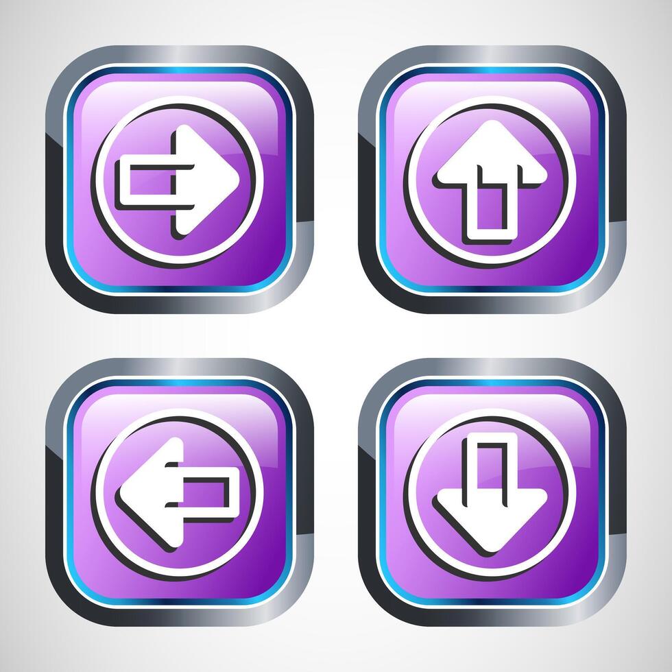 Right, Left, Up, Down Arrow Icon Design Illustration, Arrow Sign For Apps And Websites, Pink Color Square Button Design vector