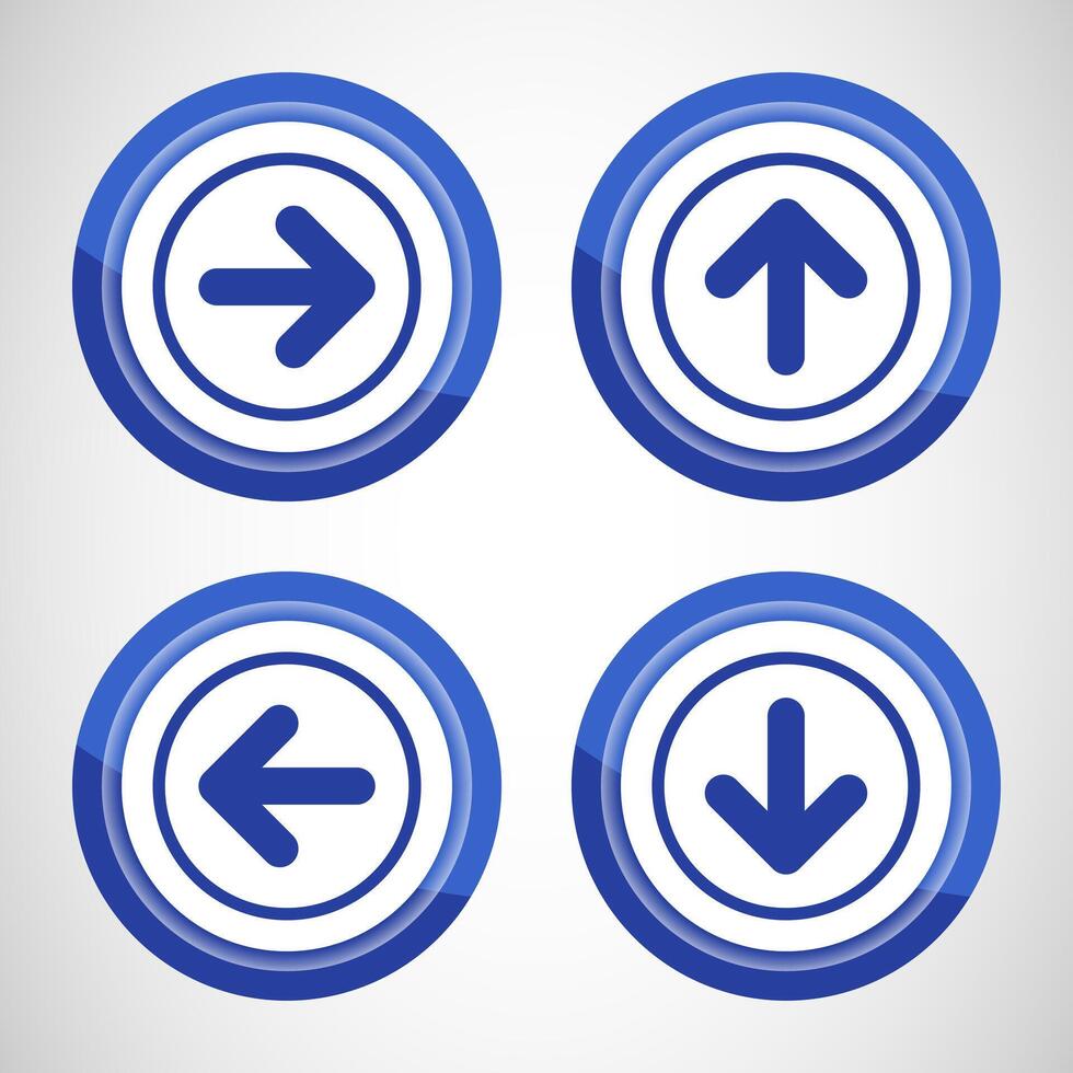 Right, Left, Up, Down Arrow Icon Design Illustration, Arrow Sign For Apps And Websites, Blue Color Button Design vector