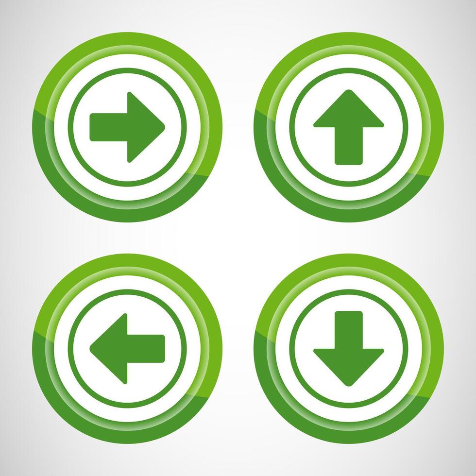 Right, Left, Up, Down Arrow Icon Design Illustration, Arrow Sign For Apps And Websites, Green Color Button Design vector