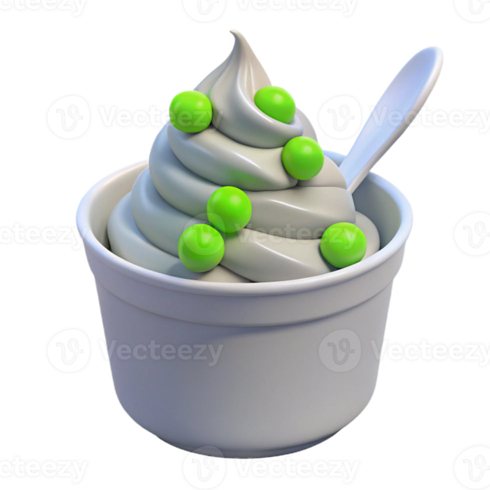 Frozen Yogurt with Green Toppings png