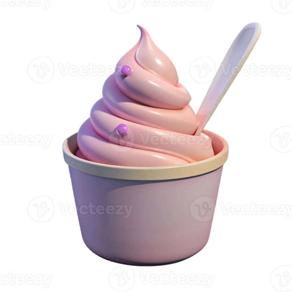Pink Frozen Dessert in a Cup with a Spoon png