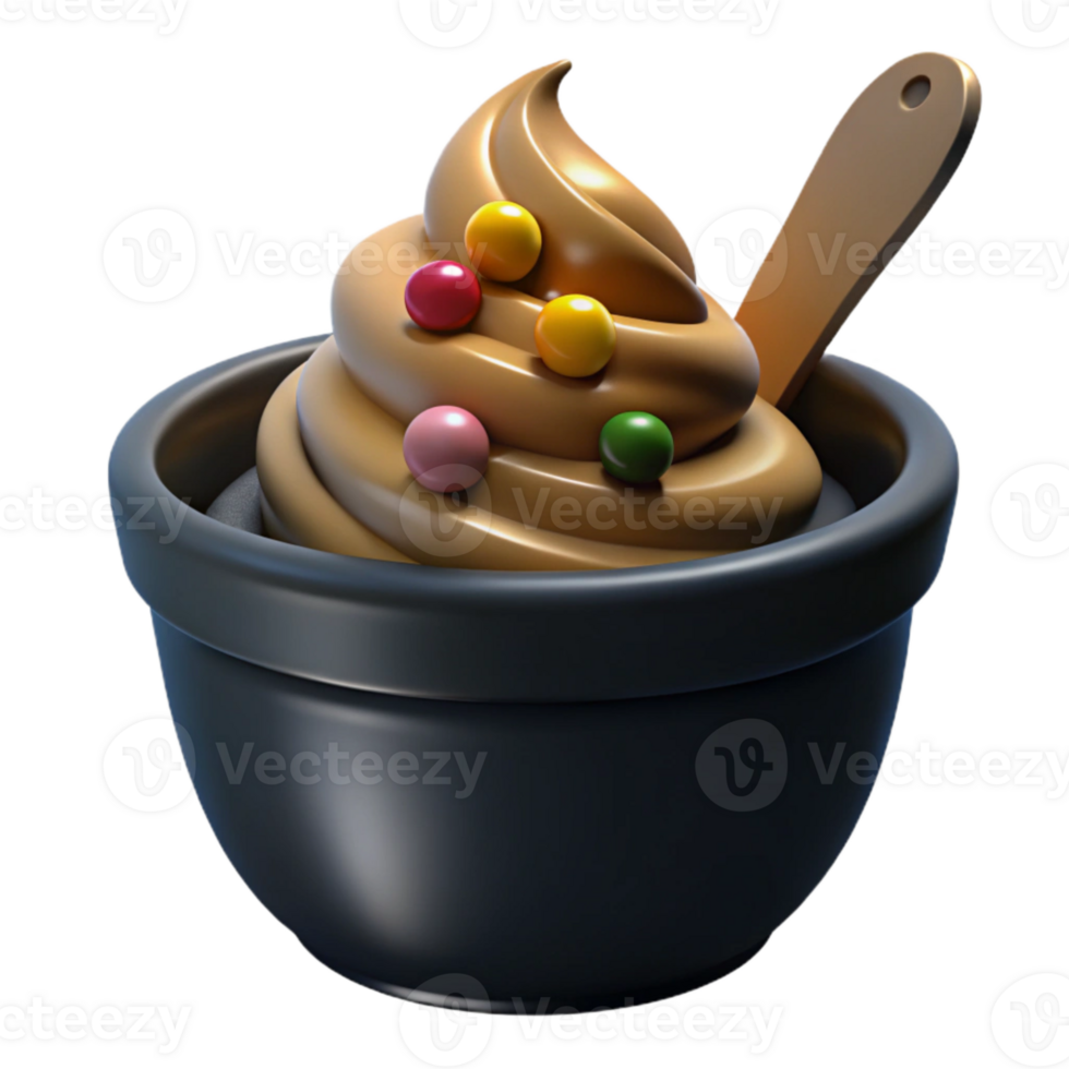 Delicious Swirl of Frozen Dessert with Colorful Toppings png