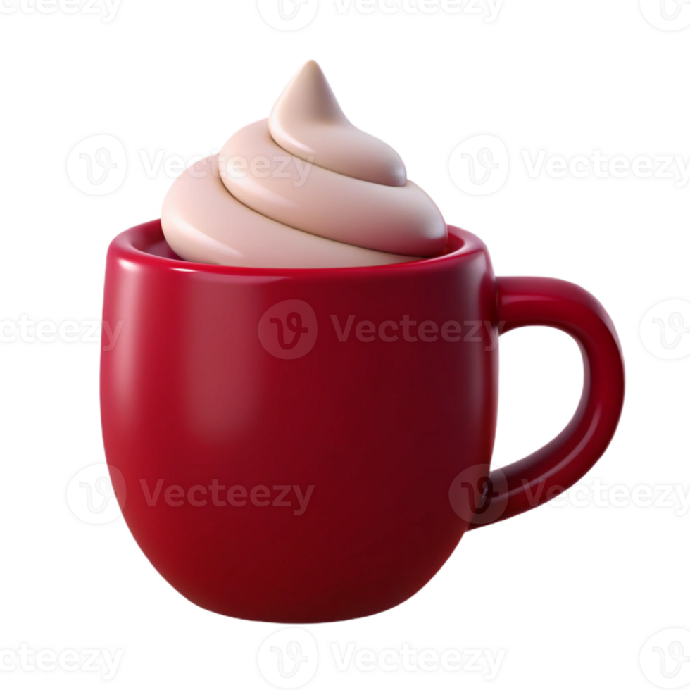 Whipped Cream Topped Red Mug png