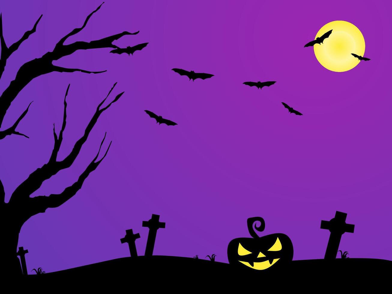Halloween background with pumpkins and bats vector