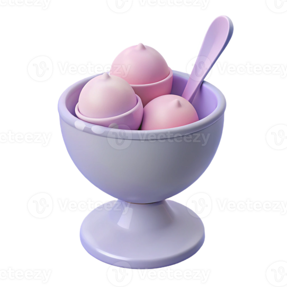 Pink Ice Cream in a Bowl png