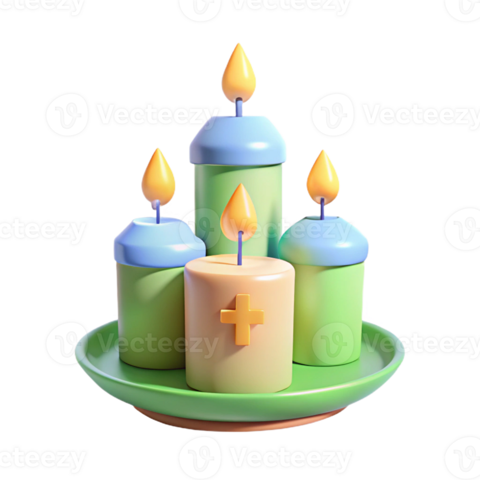 3D Rendered Candles on a Plate png