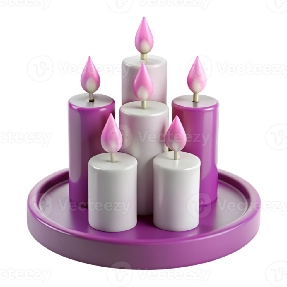 Purple and White Candles on a Tray png