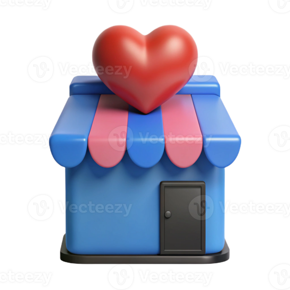 3D Shop Icon with Heart on Top png