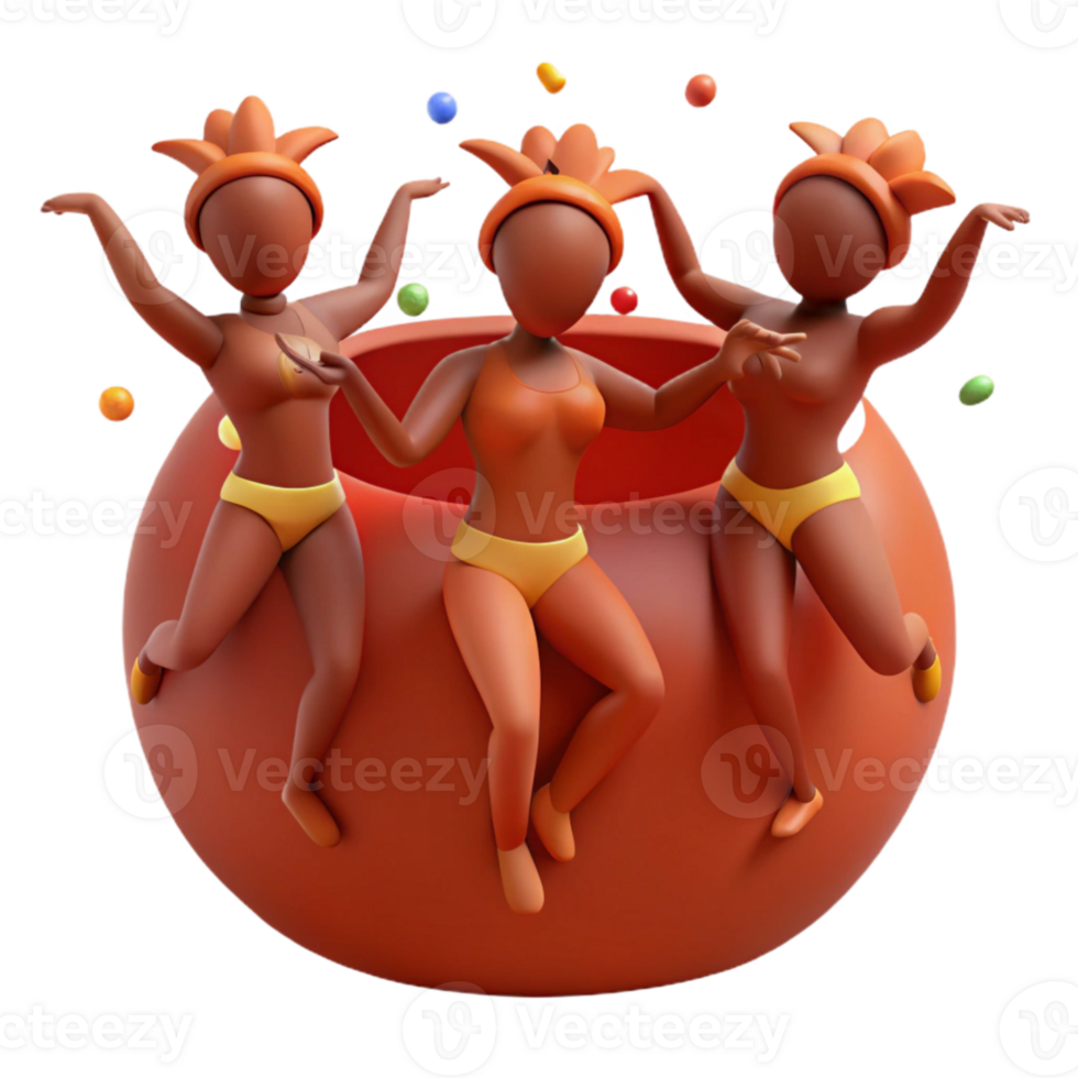 Three Cartoon Characters with Hats in a Bowl png