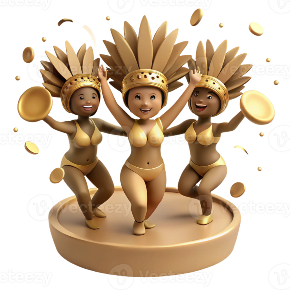 Three Women in Festive Attire Dancing on a Stage png