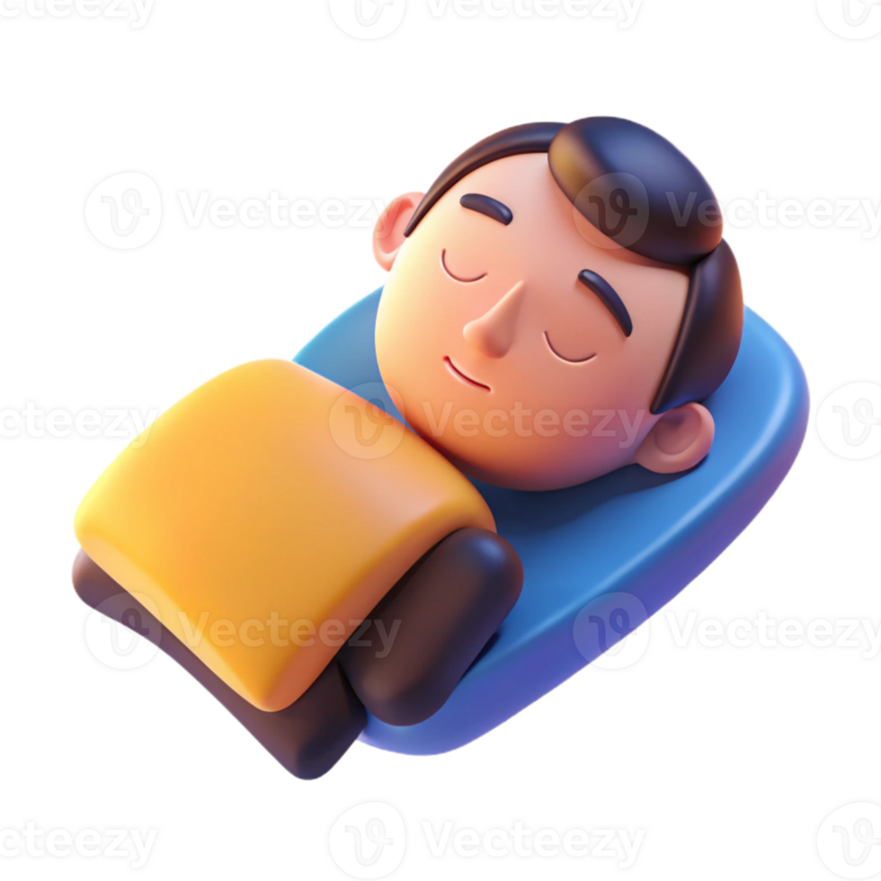 3D Rendered Illustration of a Person Sleeping in Bed png