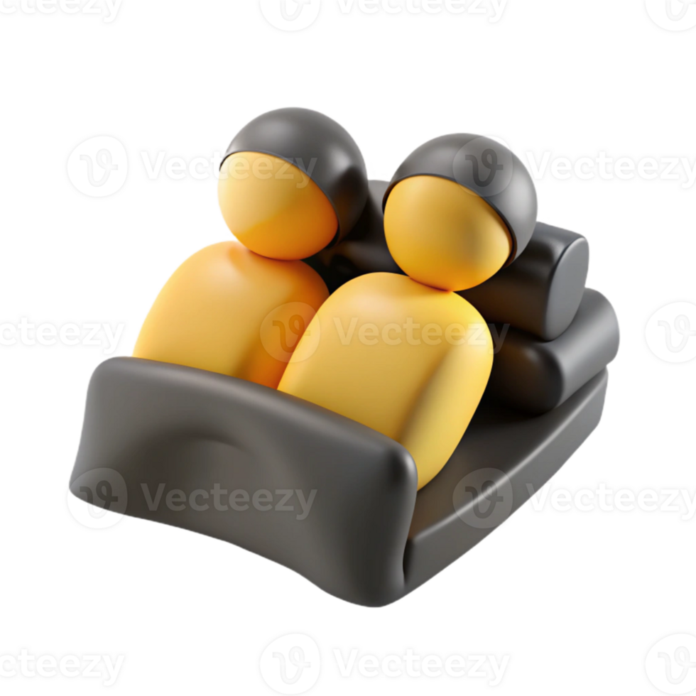 3D Illustration of Two People Sitting in a Couch png