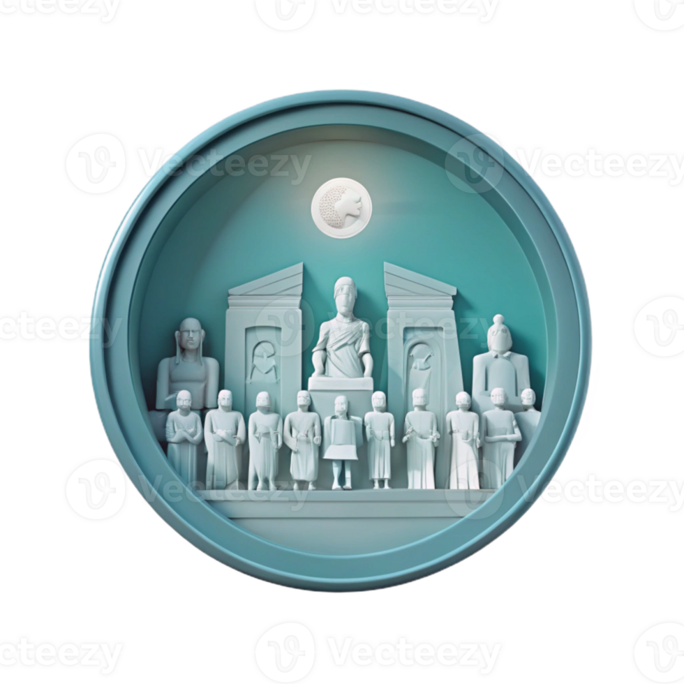 Circular Frame with Statues and Columns png