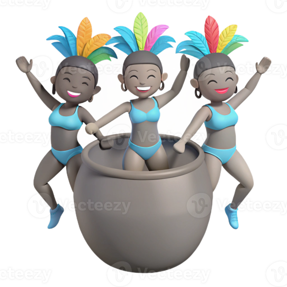 Three Cartoon Characters in Festive Attire Around a Large Pot png