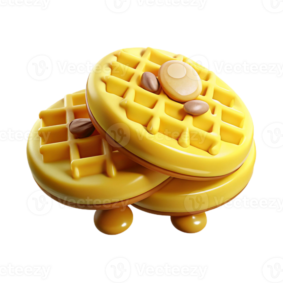 3D Rendered Stack of Waffles with Toppings png