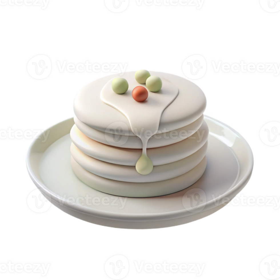 Stack of Round Cakes with Drizzled Icing and Colored Balls png