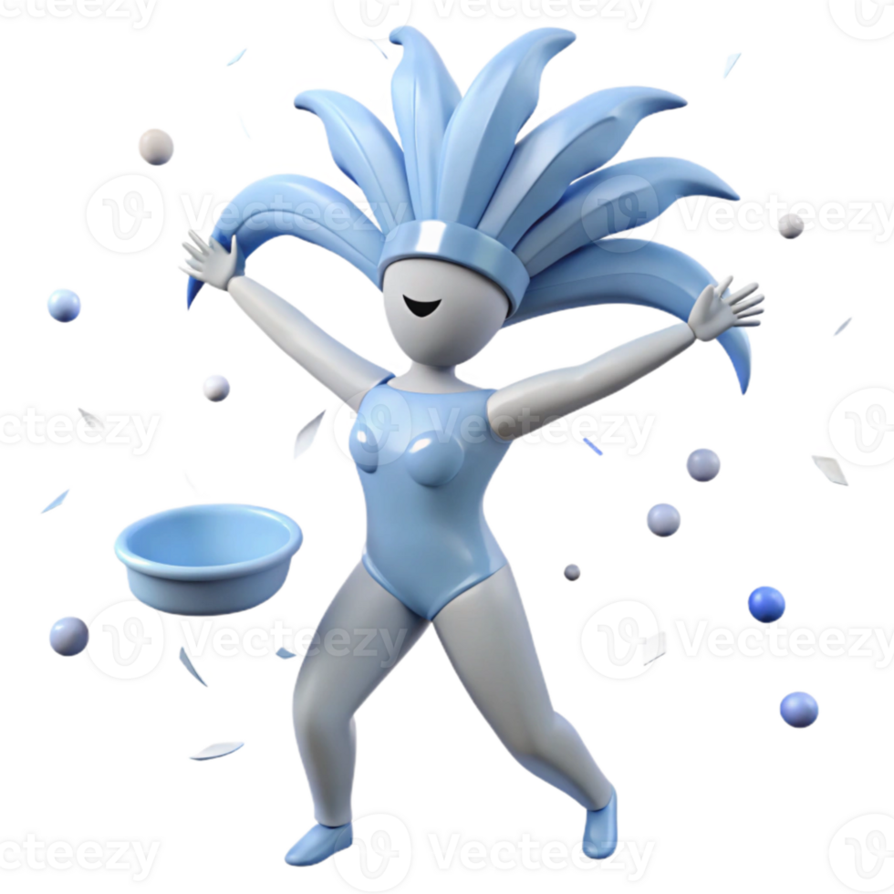 Celebrate with a Festive 3D Character in a Blue Costume png