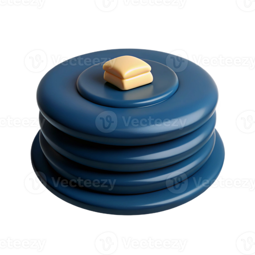 Stack of Blue Discs with Square Object on Top png