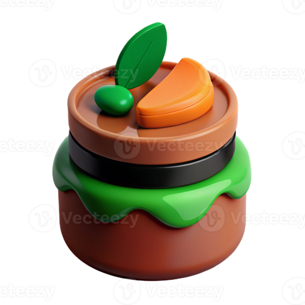 3D Rendered Orange Slice Cake with Green Drizzle png