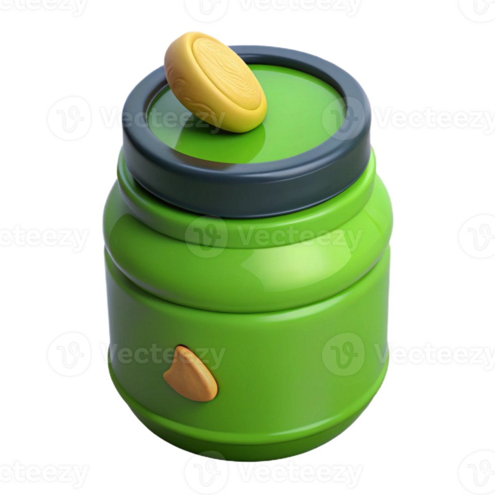 Green Jar With Gold Coin Lid png