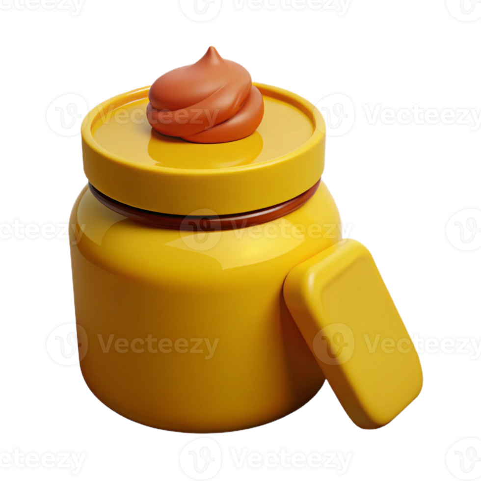 Yellow Jar with Brown Lid and Rectangular Shape png