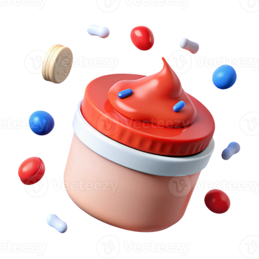 Red Cream in Jar Surrounded by Pills png