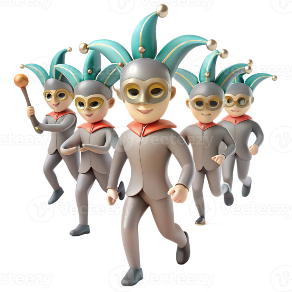 Group of Jester Characters Running png