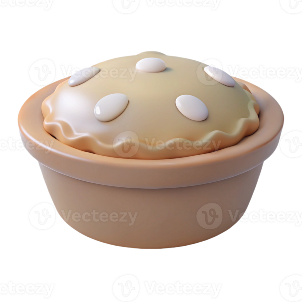 3D Render of a Baked Pie with a Crust and White Filling png