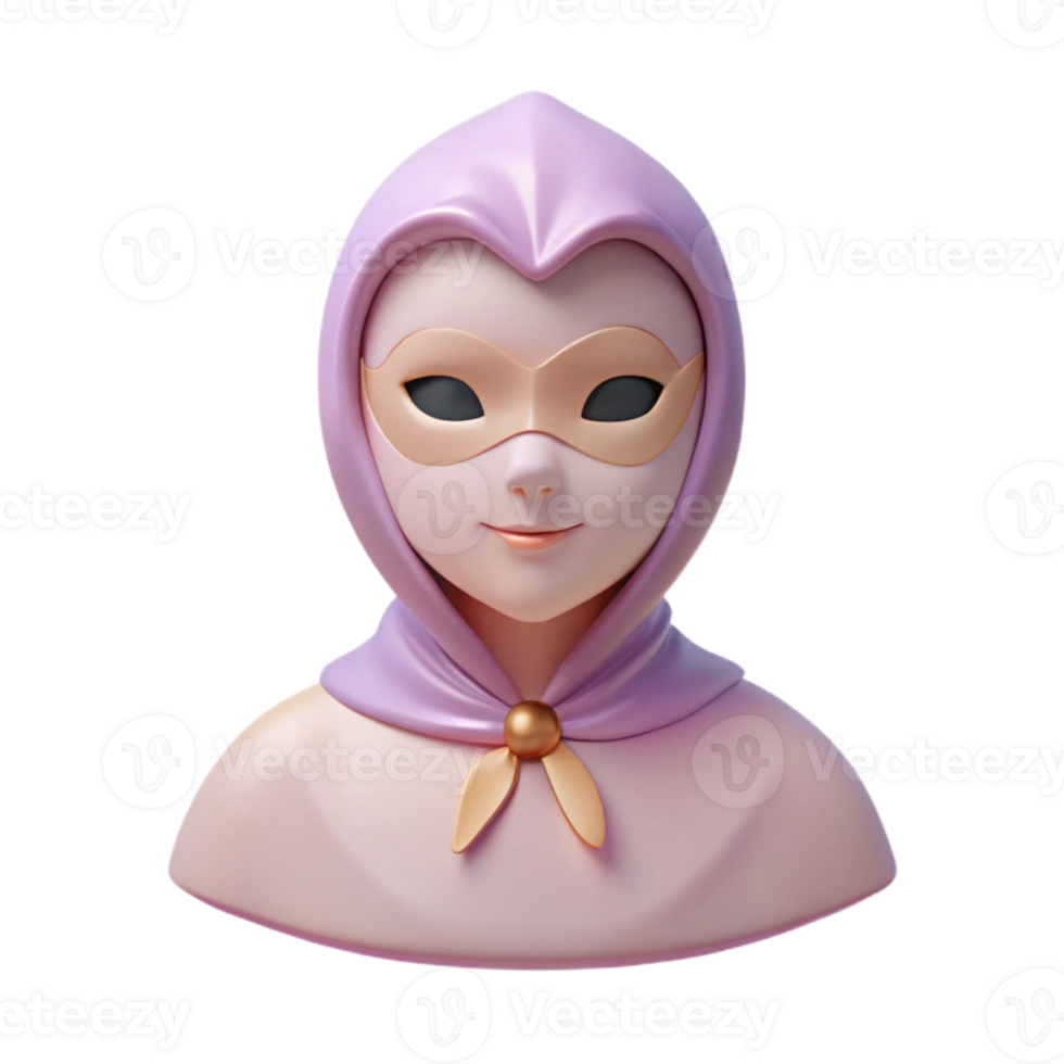 Masked 3D Character with Purple Hood png