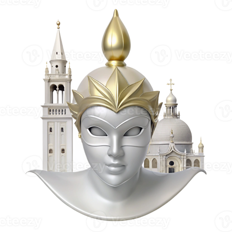Venetian Mask with Church and Bell Tower png