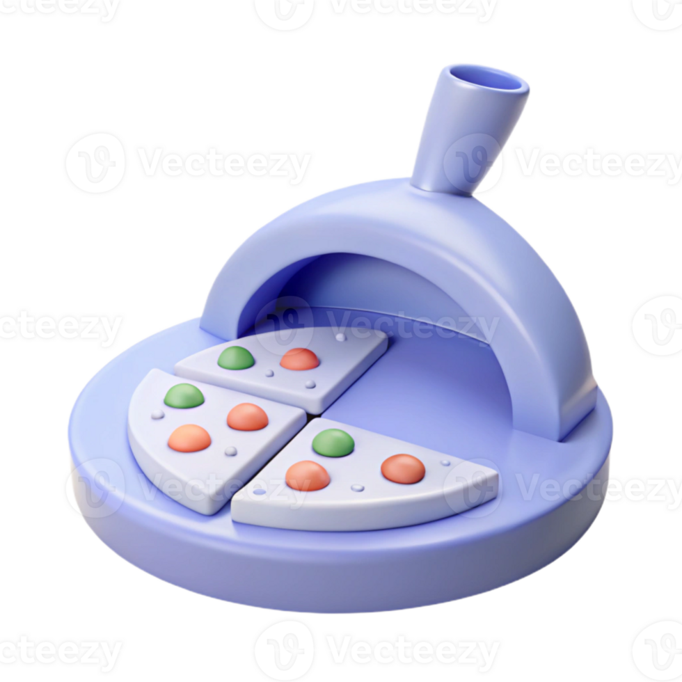 3D Rendered Toy Pizza Oven with Removable Slices png