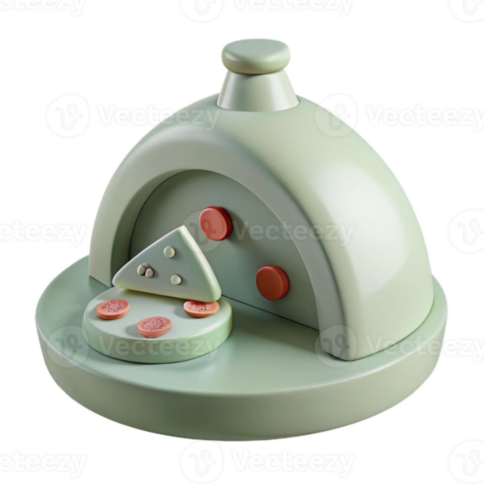 3D Render of Pizza Slice and Oven png
