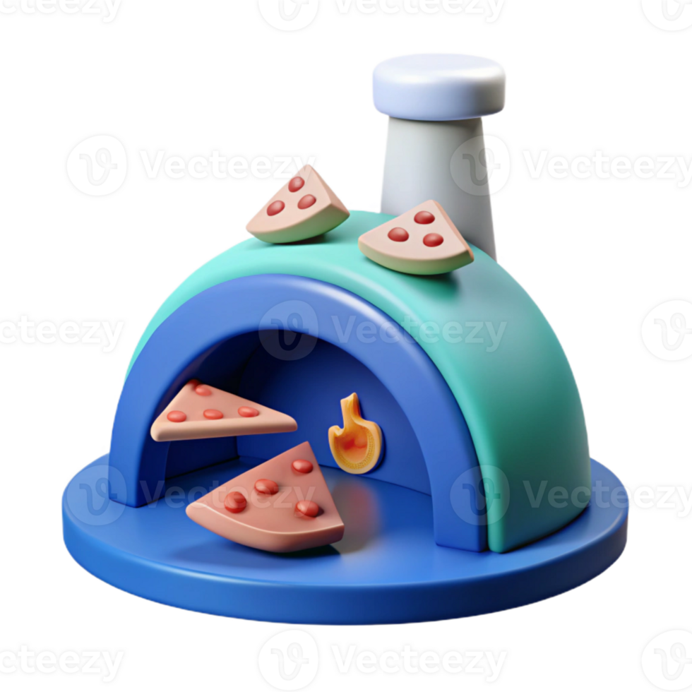 3D Pizza Oven with Slices of Pizza png