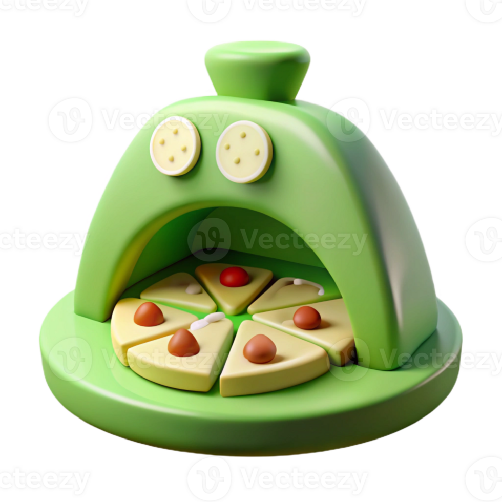 3D Render of a Pizza Oven with Pizza Inside png