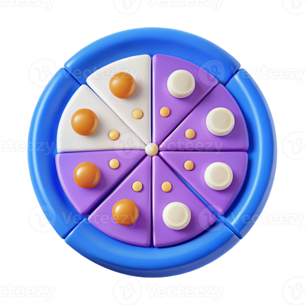 3D Render of a Colorful Pizza with Circular Toppings png
