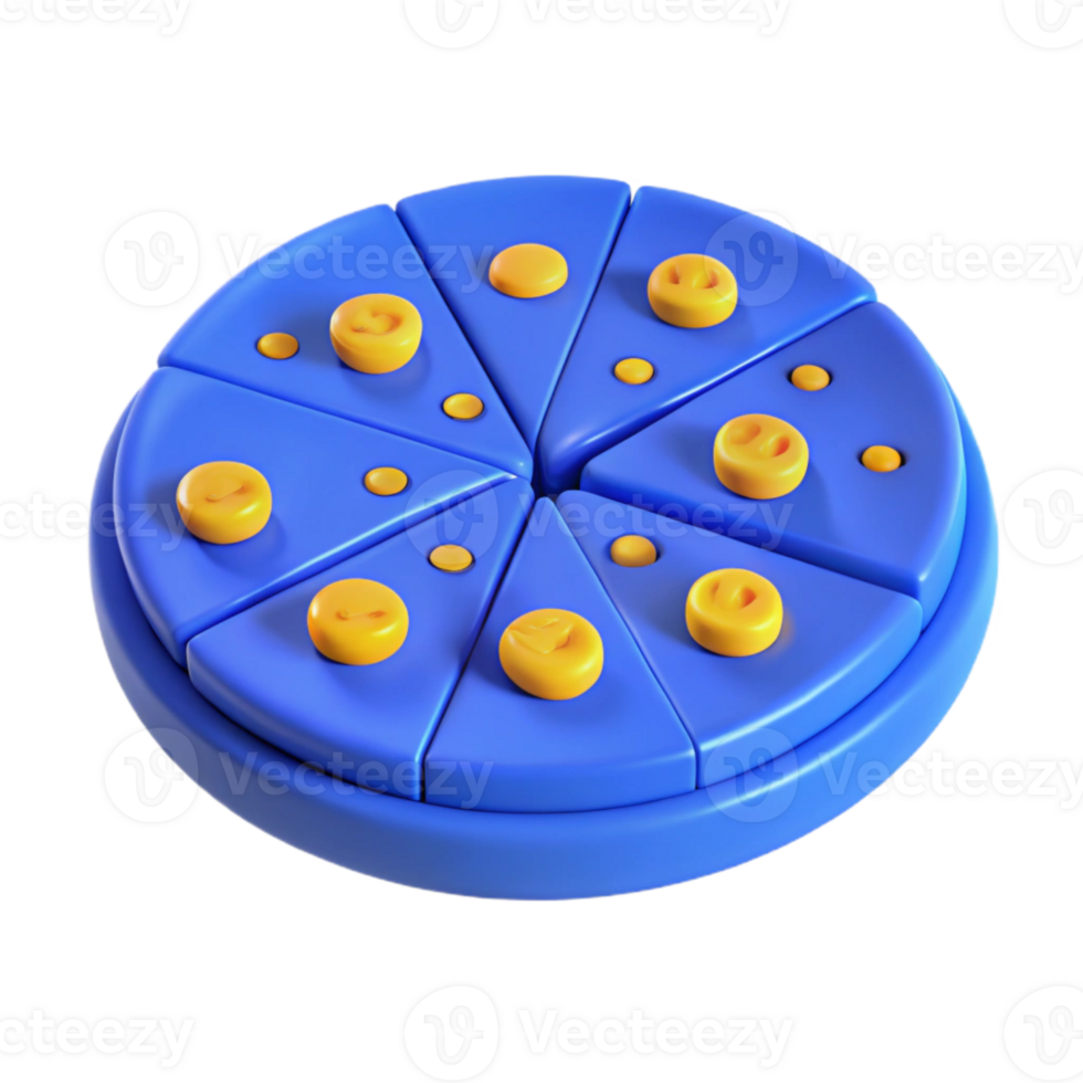 Blue Pizza with Yellow Smiley Face Toppings png