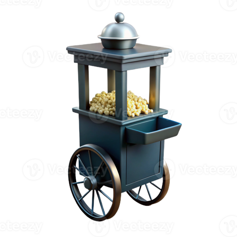 Vintage Popcorn Cart with Metal Roof png