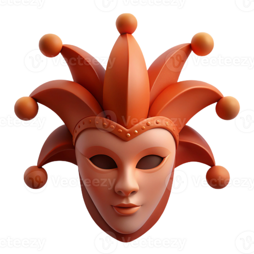 Orange Jester Mask with Golden Accents png