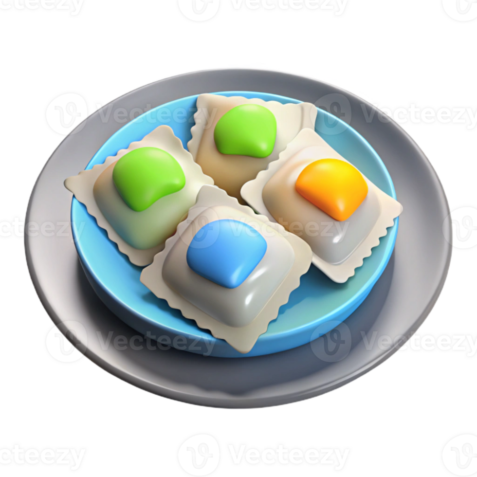 Colorful Ravioli on a Plate png