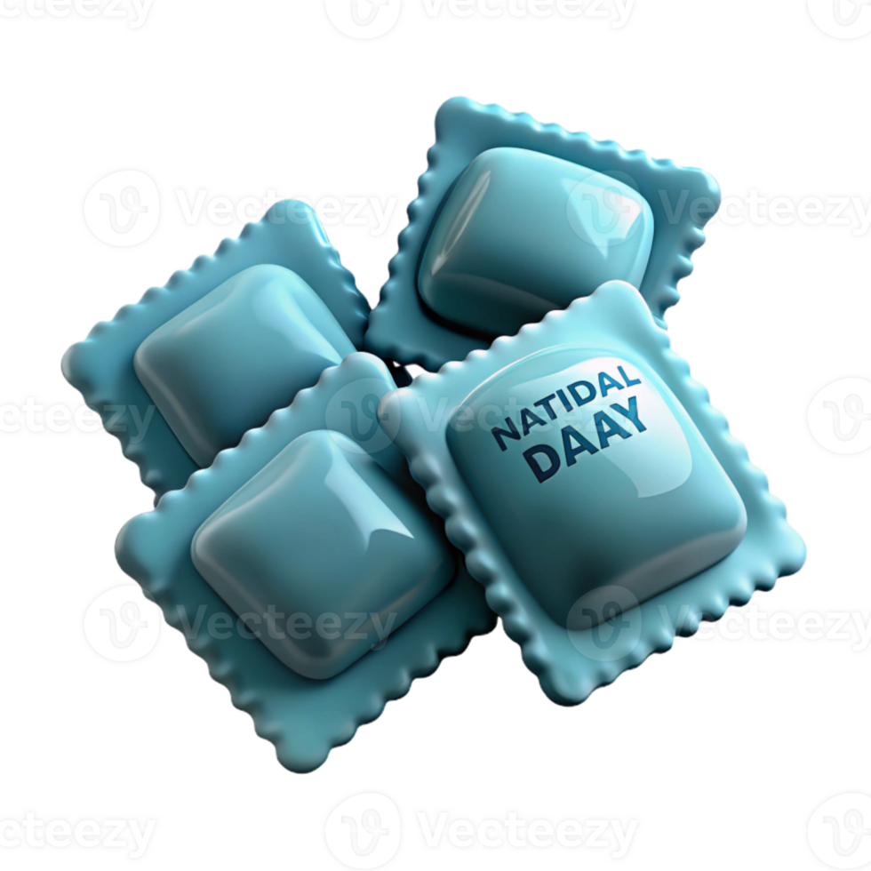 Blue Ravioli with Natidal Daay Text png