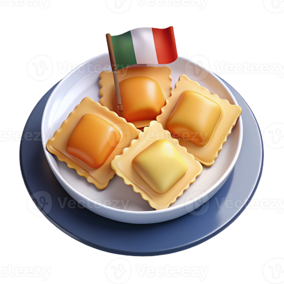 Delicious Italian Ravioli with Cheese Filling png