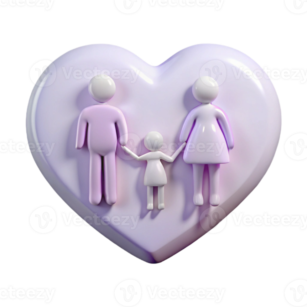 Family of Three Holding Hands Inside Heart png