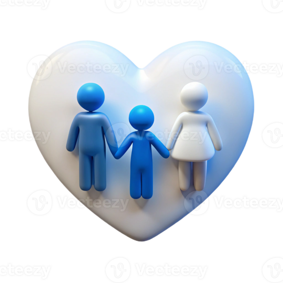 Family Togetherness Three Figures Holding Hands Inside a Heart png