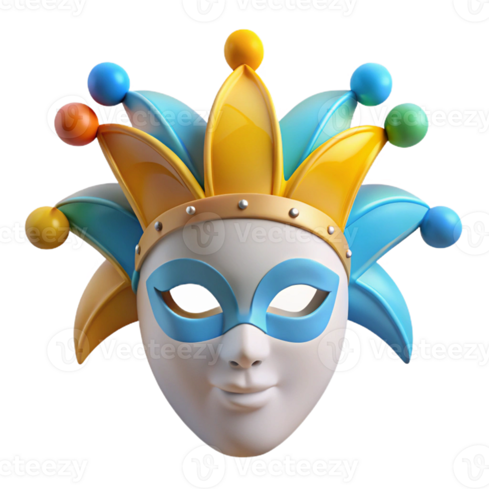 Jester Mask with Yellow and Blue Hat png