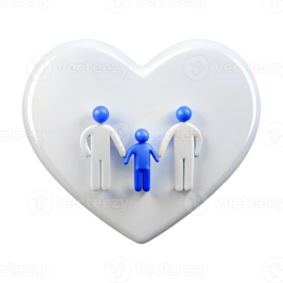 Family Love 3D Heart Illustration png