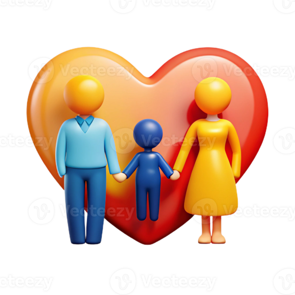 Family of Three Holding Hands in Front of Heart png
