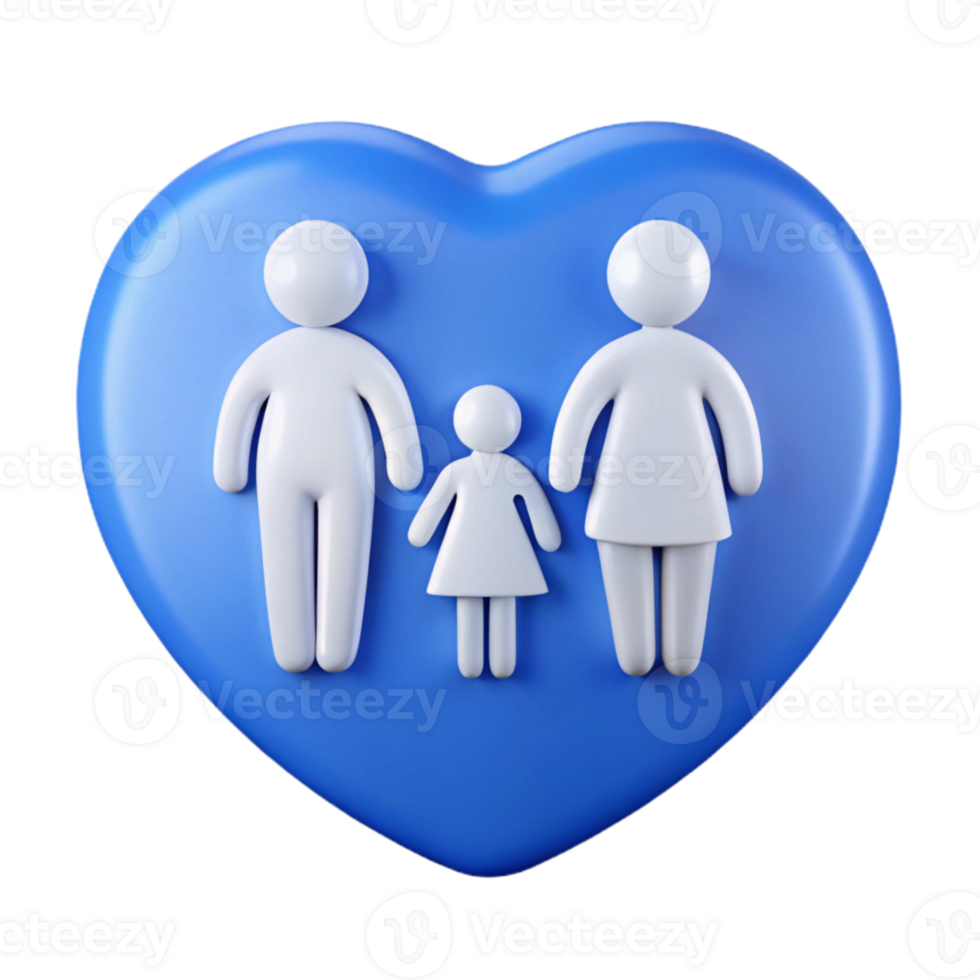 Family of Three in Heart Shape png