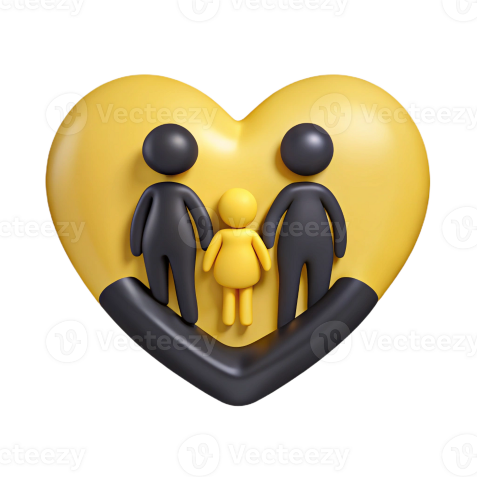 Family Love 3D Illustration of Family in a Heart png