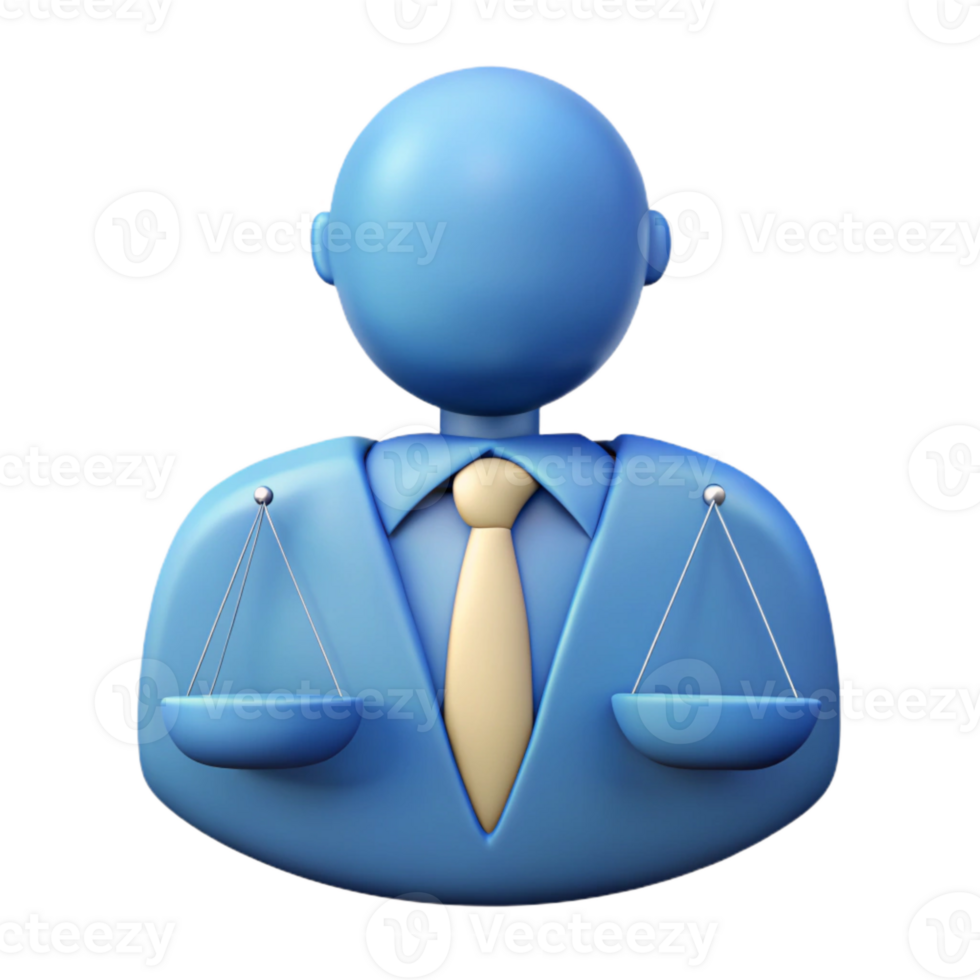 3D Icon of a Lawyer with Scales of Justice png