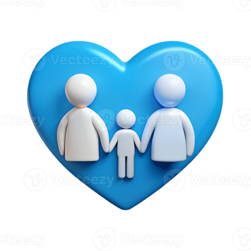 Family of Three in Heart Shape png